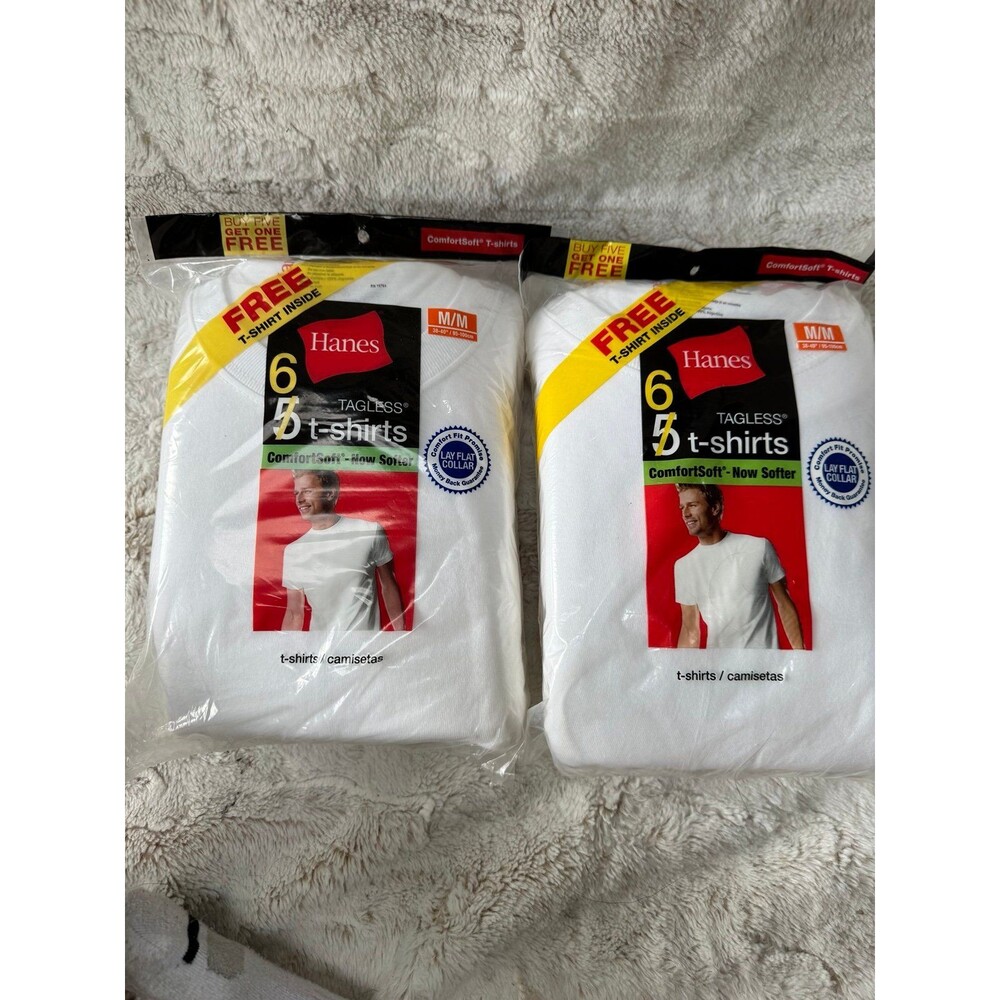 Lot of 2 Hanes 2009 Men’s Tagless White T-Shirts Sz Medium (12 Total Shirts) NIP